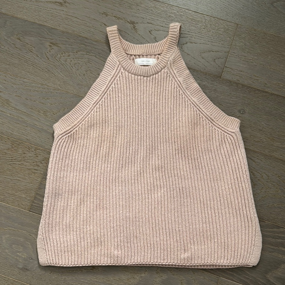 Pink Ribbed Knit Tank Top